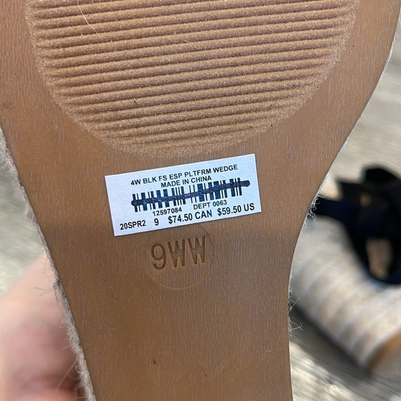 Torrid 9WW 9 Wide Sexy Black Platform Espadrille Canvas Wedge 4" Heel Shoes - Picture 8 of 8